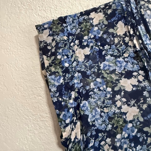 Kate and Lily Blue Floral Smocked Maxi Dress Size 6 Sleeveless Chiffon V-Neck - Picture 7 of 13